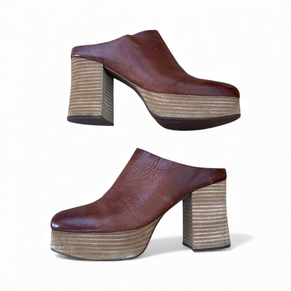 Kork-Ease Veronica Heeled Clogs Brown Leather Size 9 - Picture 7 of 9